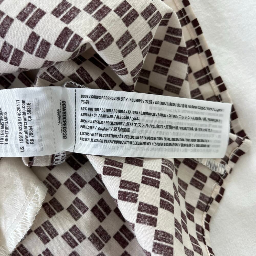 Abercrombie & Fitch Angel Sleeve Trapeze Mini Dress Brown Checkered Size Medium - Picture 9 of 14